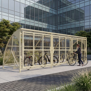 Lockable 20 Bike Storage Shelter – Secure Outdoor Cycle Compound with Steel Frame, Mesh Sides & Weatherproof Roof – Commercial Bicycle Parking Unit