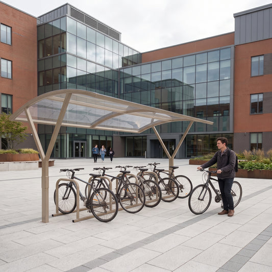 Compact 10 Cycle Parking Shelter – Outdoor Steel Bike Rack Cover with Weatherproof Roof