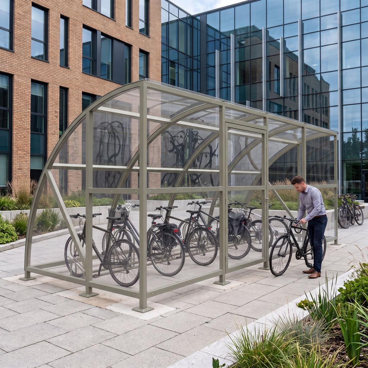 Extended Front Cycle Shelter for 14 Bikes - Robust Bicycle Storage