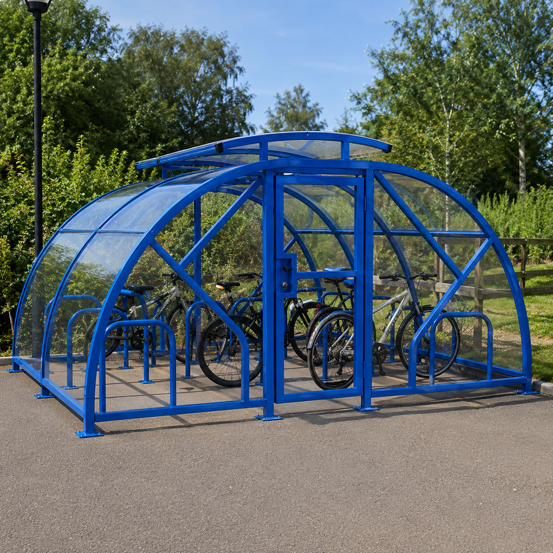 Heavy Duty 28 Cycle Bike Shelter with Vented Roof – Secure Covered Bicycle Storage Shelter for Schools & Commercial Areas