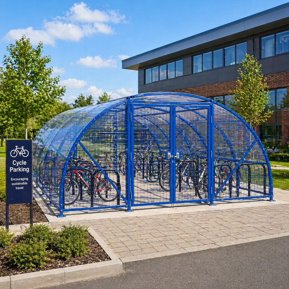 High Capacity Cycle Shelter for 40 Bikes – Secure Enclosed Steel Storage Unit