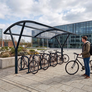 Compact 10 Cycle Parking Shelter – Outdoor Steel Bike Rack Cover with Weatherproof Roof