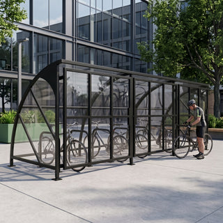 Heavy Duty 14 Bike Lockable Storage Shelter – Secure Outdoor Cycle Compound with Steel Frame & Clear Panels