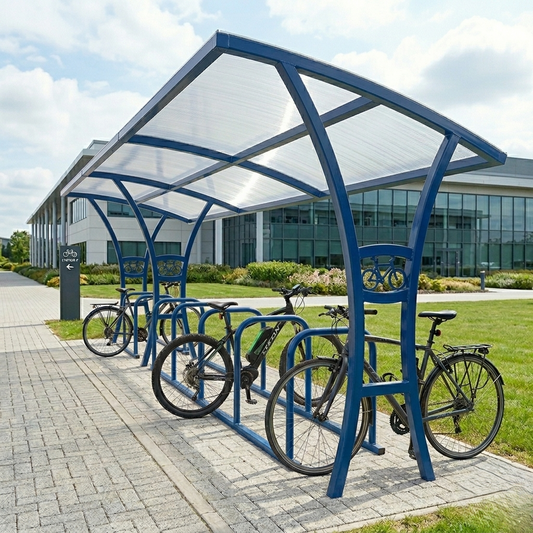 Premium 14-Bicycle Commercial Bike Shelter with Weather Protection