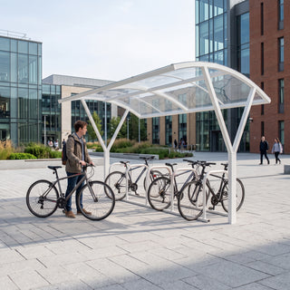 Compact 10 Cycle Parking Shelter – Outdoor Steel Bike Rack Cover with Weatherproof Roof