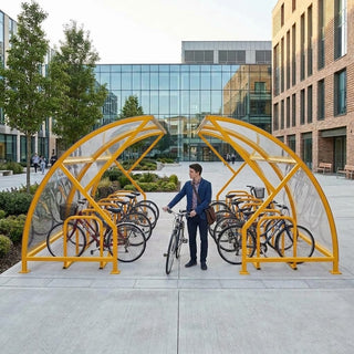 Large Capacity Cycle Shelter – 20 Bike Open Front Steel Compound