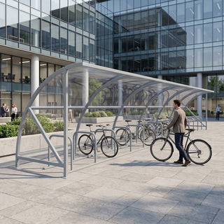 34 Cycle Bike Shelter – Heavy Duty Outdoor Cycle Storage Canopy with Galvanised Steel Frame & Polycarbonate Roof