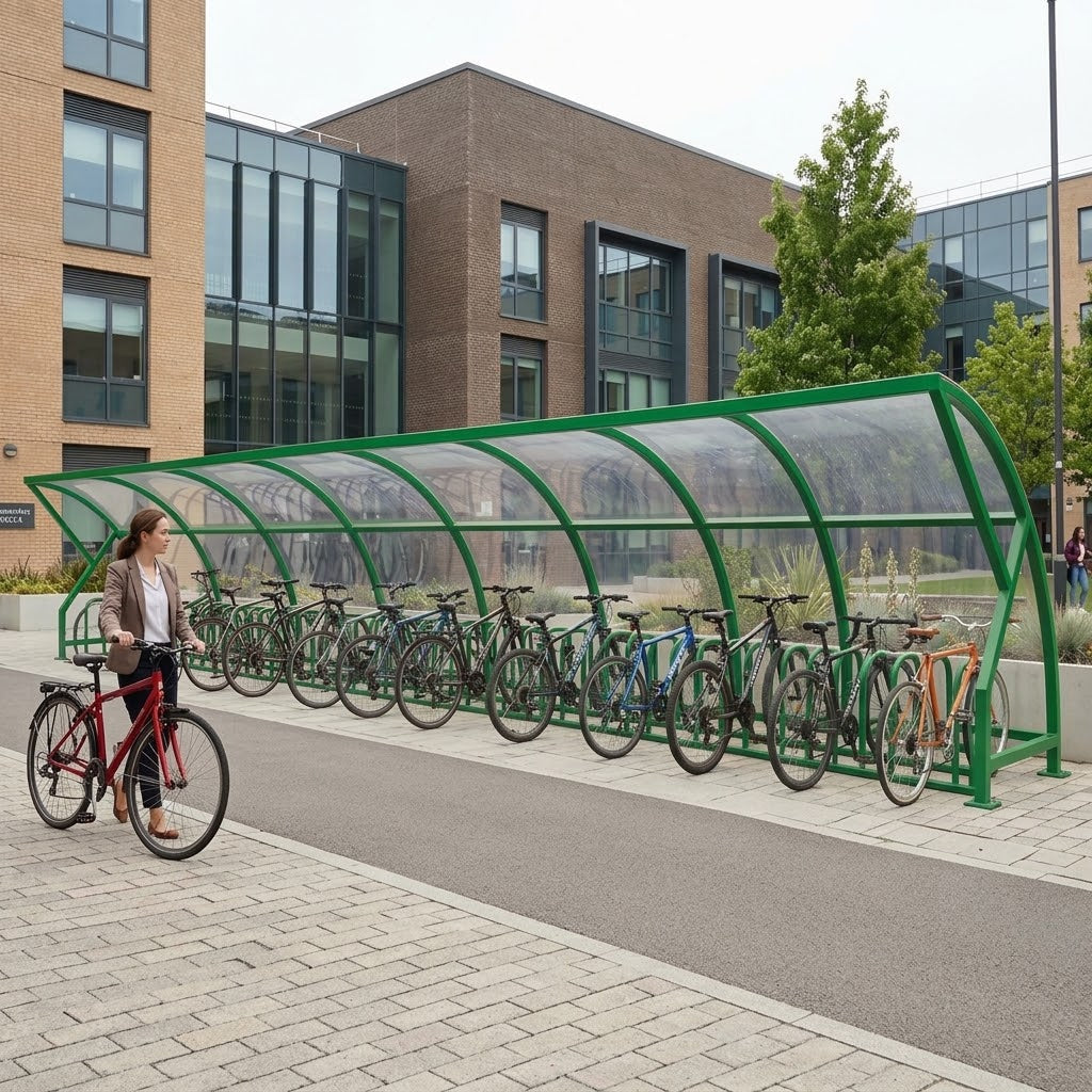 Outdoor Bicycle Shelter for 34 Bikes – Heavy Duty Steel Cycle Storage Solution