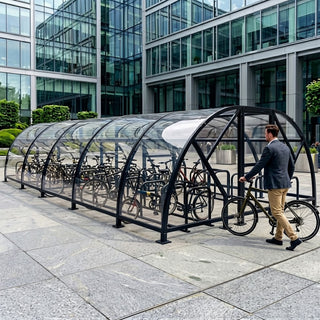 Heavy Duty 48 Cycle Bike Shelter – Large Secure Covered Bicycle Storage Shelter for Schools & Commercial Sites