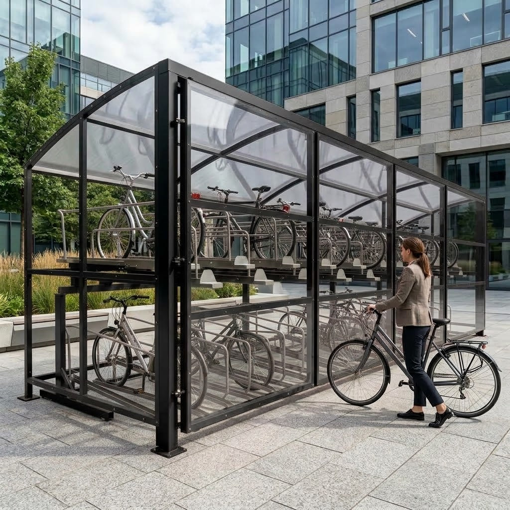 Commercial Two-Level Bike Storage Shelter – 40 Bike Capacity