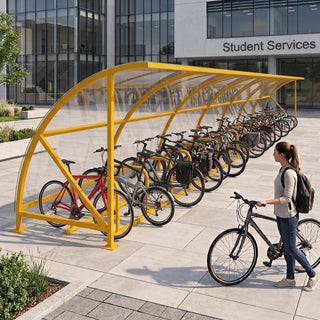 34 Cycle Bike Shelter – Heavy Duty Outdoor Cycle Storage Canopy with Galvanised Steel Frame & Polycarbonate Roof