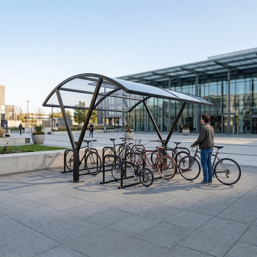 Large Capacity 20 Bike Shelter – Double Entry Outdoor Cycle Parking System with Protective Canopy