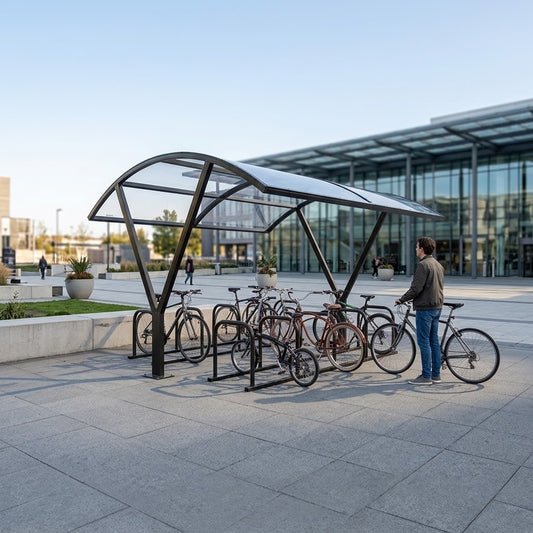 Large Capacity 20 Bike Shelter – Double Entry Outdoor Cycle Parking System with Protective Canopy