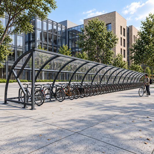 Large Capacity 50 Cycle Shelter – Open Front Outdoor Bike Storage with Heavy Duty Steel Frame