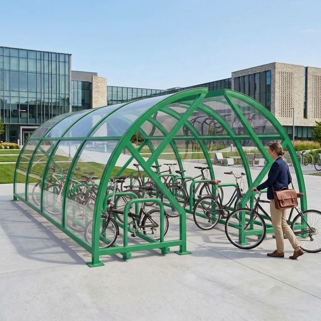 Heavy-Duty 40-Cycle Open Compound Bike Shelter