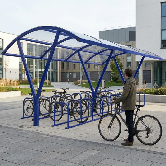 Extra Large 40 Bike Shelter – Double Row Steel Cycle Parking Canopy