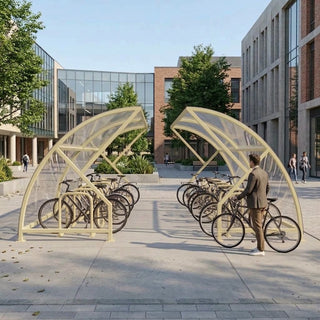 Large Capacity Cycle Shelter – 20 Bike Open Front Steel Compound