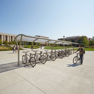 Large Capacity Outdoor Cycle Shelter – 30 Bike Storage Rack with Steel Frame & Weatherproof Roof