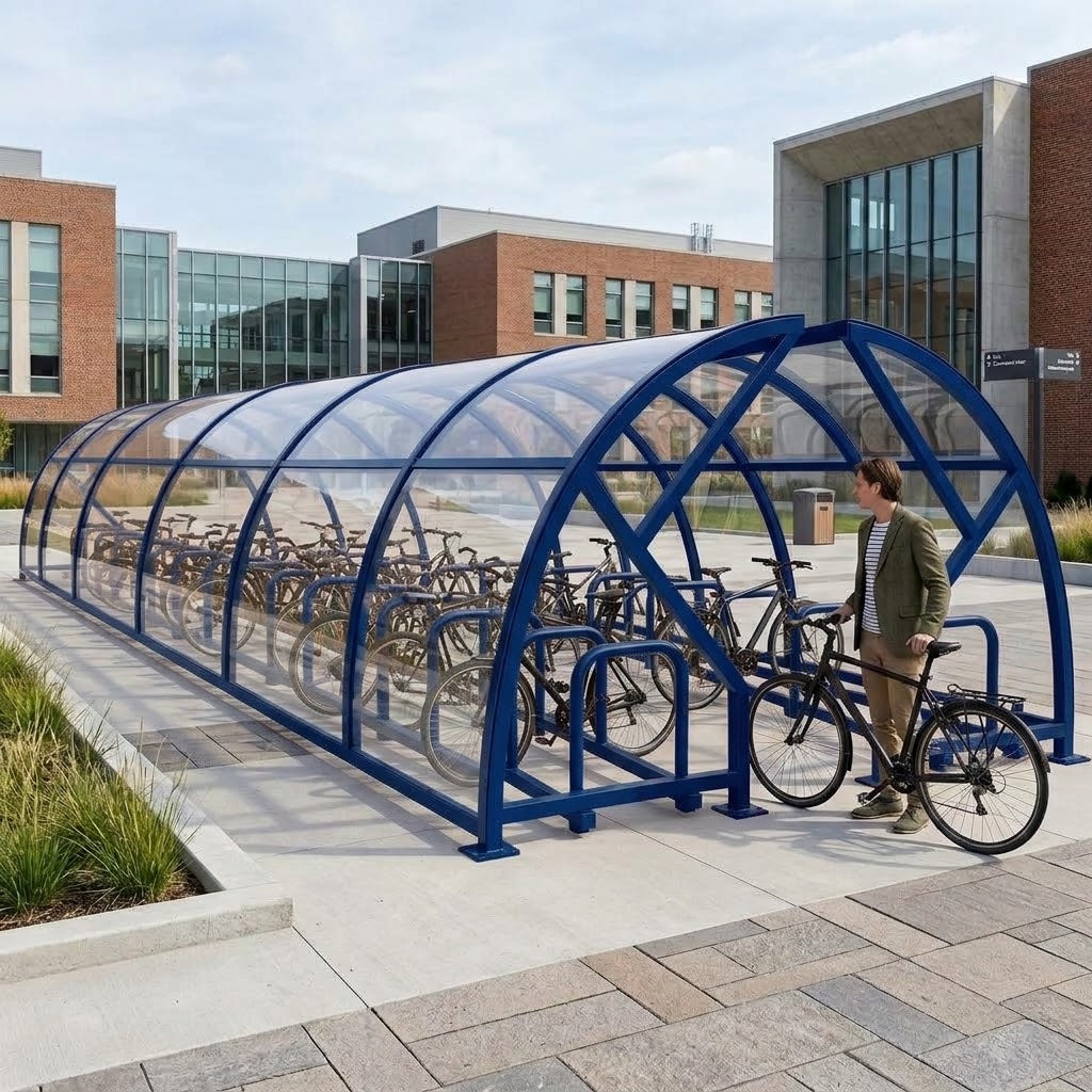 High-Capacity Modular Secure Cycle Shelter - 60 Bike Compound