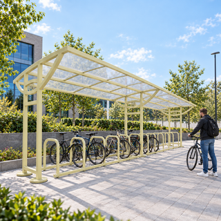 Heavy Duty 14 Space Cycle Parking Shelter – Outdoor Steel Bike Storage Canopy System