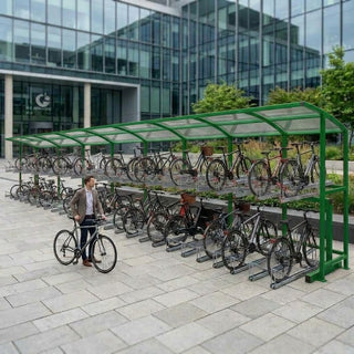 High-Capacity Outdoor Bike Parking Shelter for 80 Bicycles