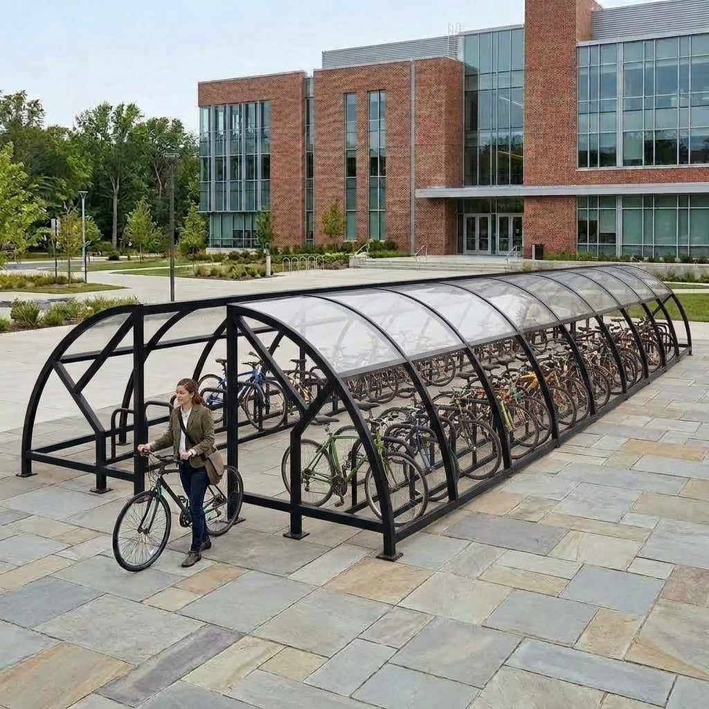 Heavy Duty 80 Bike Cycle Parking Compound – Covered Commercial Bicycle Shelter