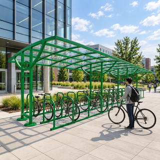 Heavy Duty 48 Bike Cycle Shelter – Double Sided Outdoor Bicycle Parking Rack System for Commercial & School Use
