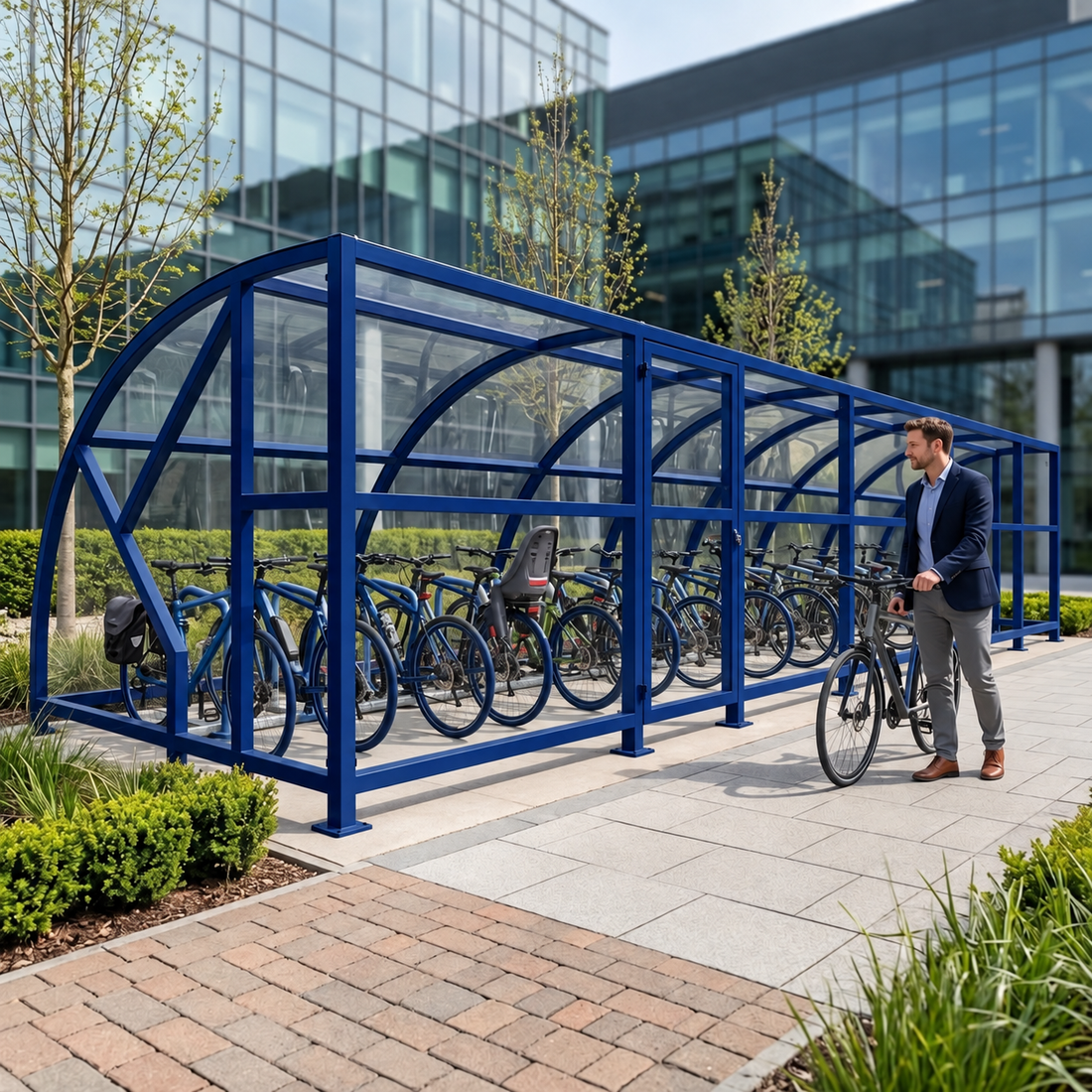 Premium Extended Front Bicycle Shelter (24 Cycle Capacity)