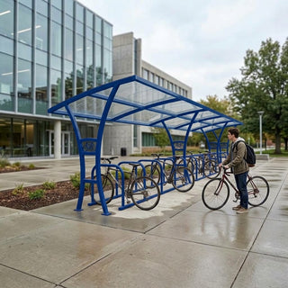 Heavy Duty 24-Bike Outdoor Cycle Shelter with Integrated Bike Rack – Covered Bicycle Storage Canopy for Schools, Workplaces & Public Areas