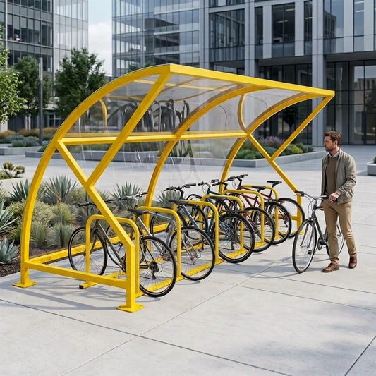 Heavy Duty 10 Bike Cycle Shelter – Outdoor Steel Bicycle Storage Rack with Weather Protection