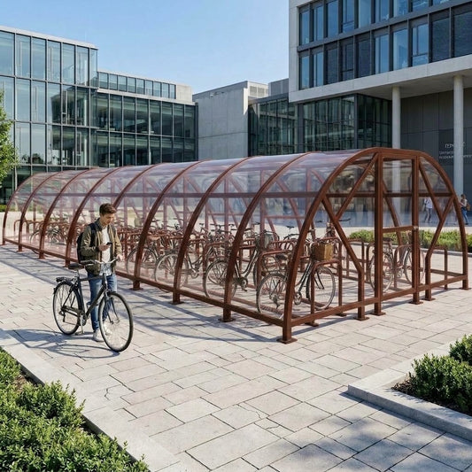 Heavy Duty 80 Cycle Bike Shelter – Extra Large Secure Covered Bicycle Storage Shelter for Commercial & Public Spaces