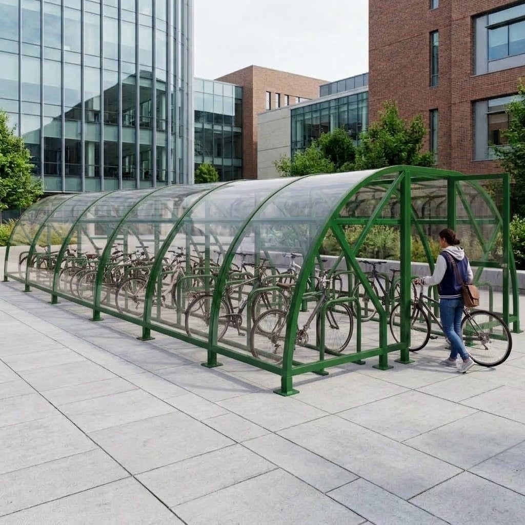Heavy Duty 60 Cycle Bike Shelter – Large Secure Covered Bicycle Storage Shelter for Commercial & Public Spaces