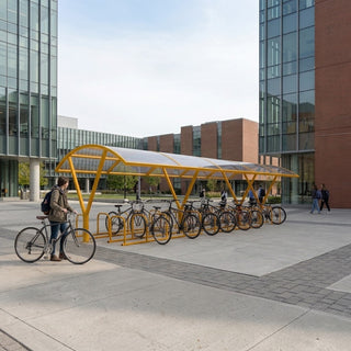 Extra Large 48 Bike Capacity Cycle Shelter – Double Row Outdoor Bicycle Storage Canopy with Clear Roof Panels
