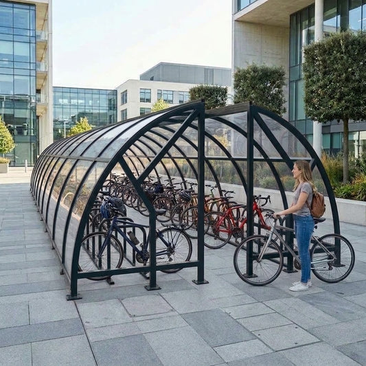 Heavy Duty 100 Bike Covered Cycle Compound – Commercial Bicycle Parking Shelter
