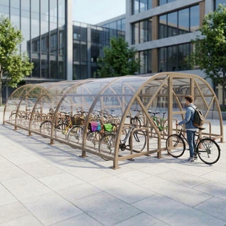 Heavy Duty 48 Cycle Bike Shelter – Large Secure Covered Bicycle Storage Shelter for Schools & Commercial Sites