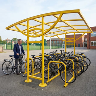 Heavy Duty 20 Space Double Sided Cycle Shelter – Galvanised Steel Bike Storage with Roof Cover