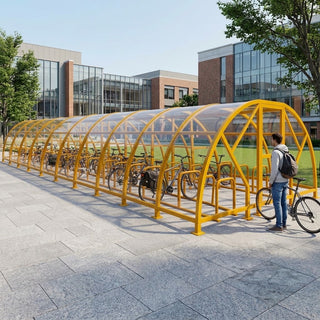 Heavy Duty 100 Cycle Bike Shelter – Large Secure Covered Bicycle Storage Shelter for Commercial & Public Areas